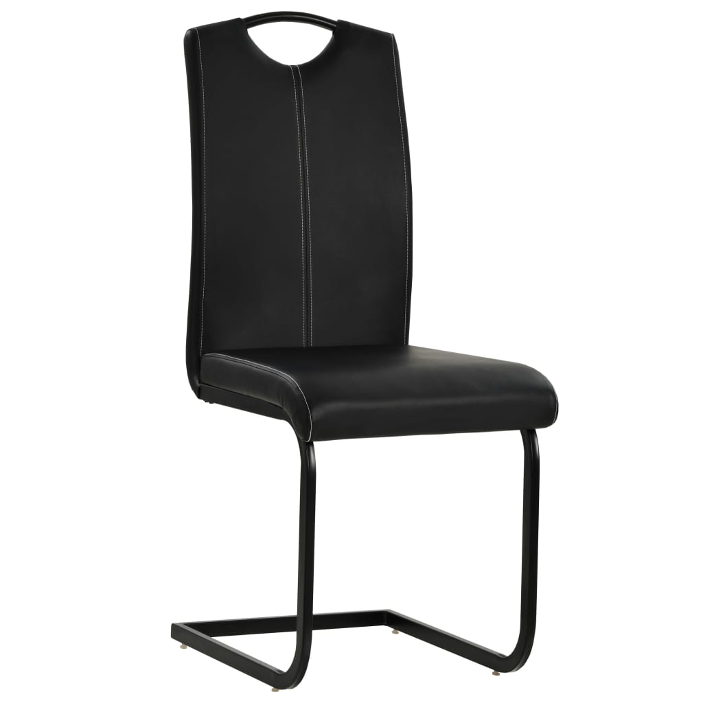 Lot de Chaises Cantilever en Similicuir Noir-La-Fabrique-Industrielle