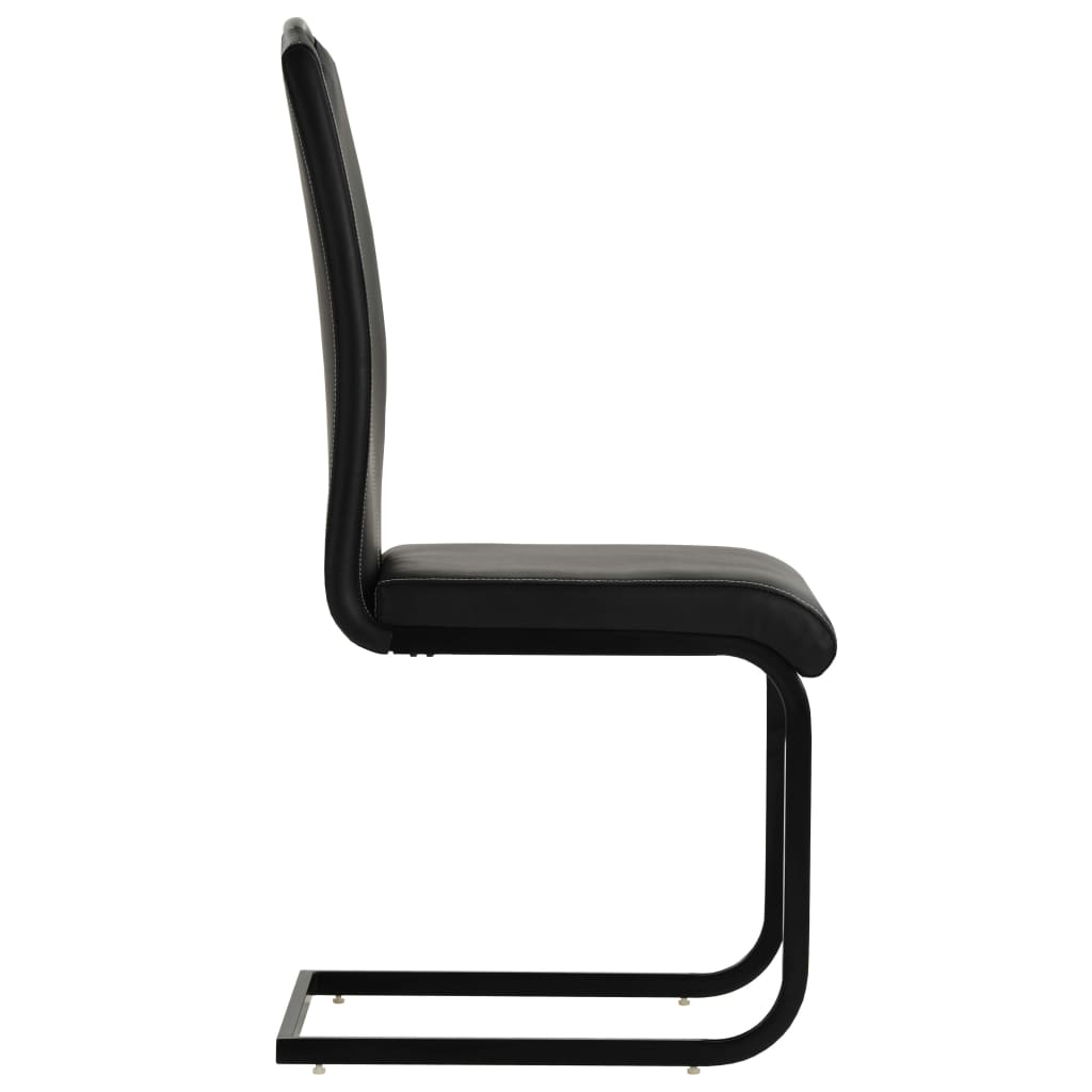 Lot de Chaises Cantilever en Similicuir Noir-La-Fabrique-Industrielle