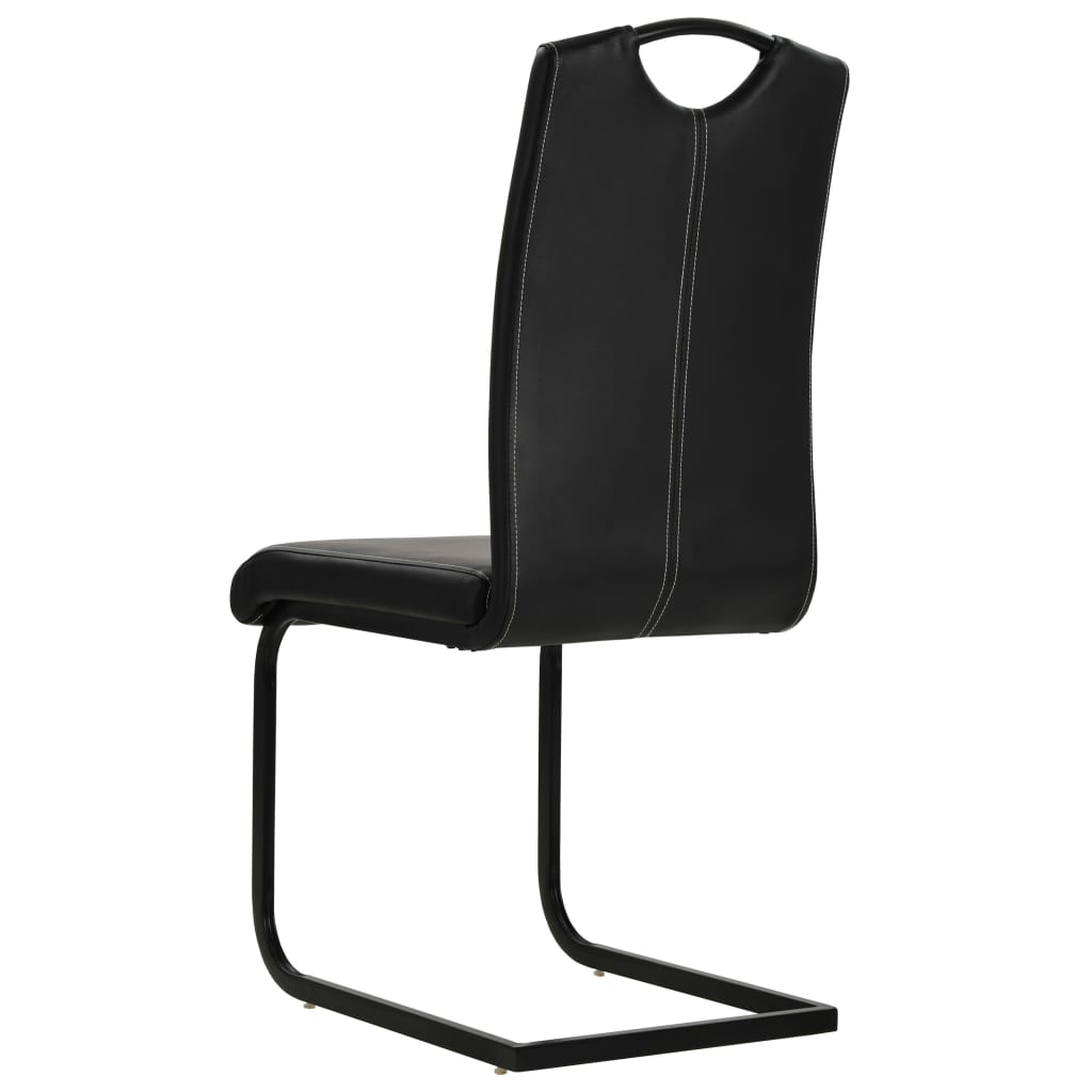 Lot de Chaises Cantilever en Similicuir Noir-La-Fabrique-Industrielle