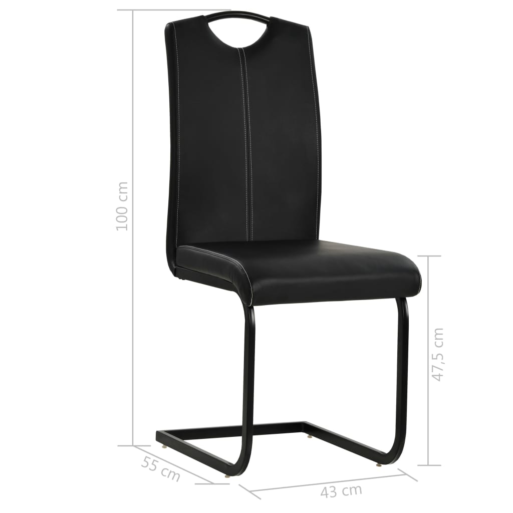 Lot de Chaises Cantilever en Similicuir Noir-La-Fabrique-Industrielle