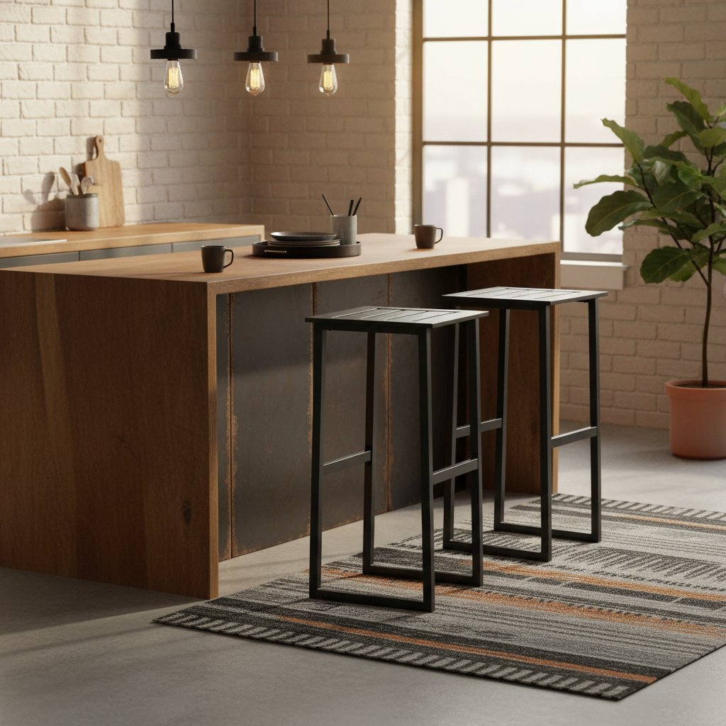 Lot de 2 Tabourets de Bar 80 cm avec Repose-Pieds