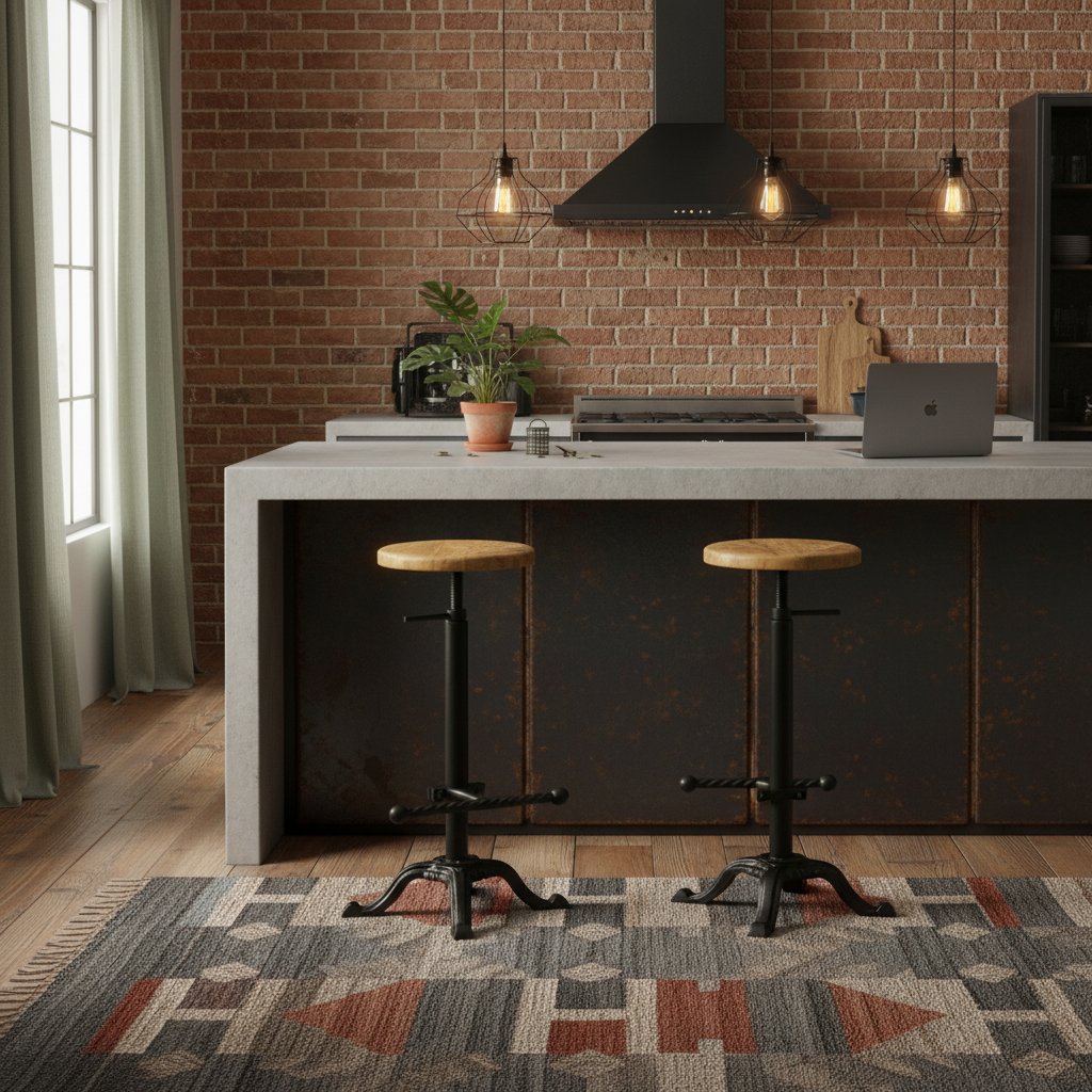 Lot de 2 Tabourets de Bar Industriel en Métal et Bois