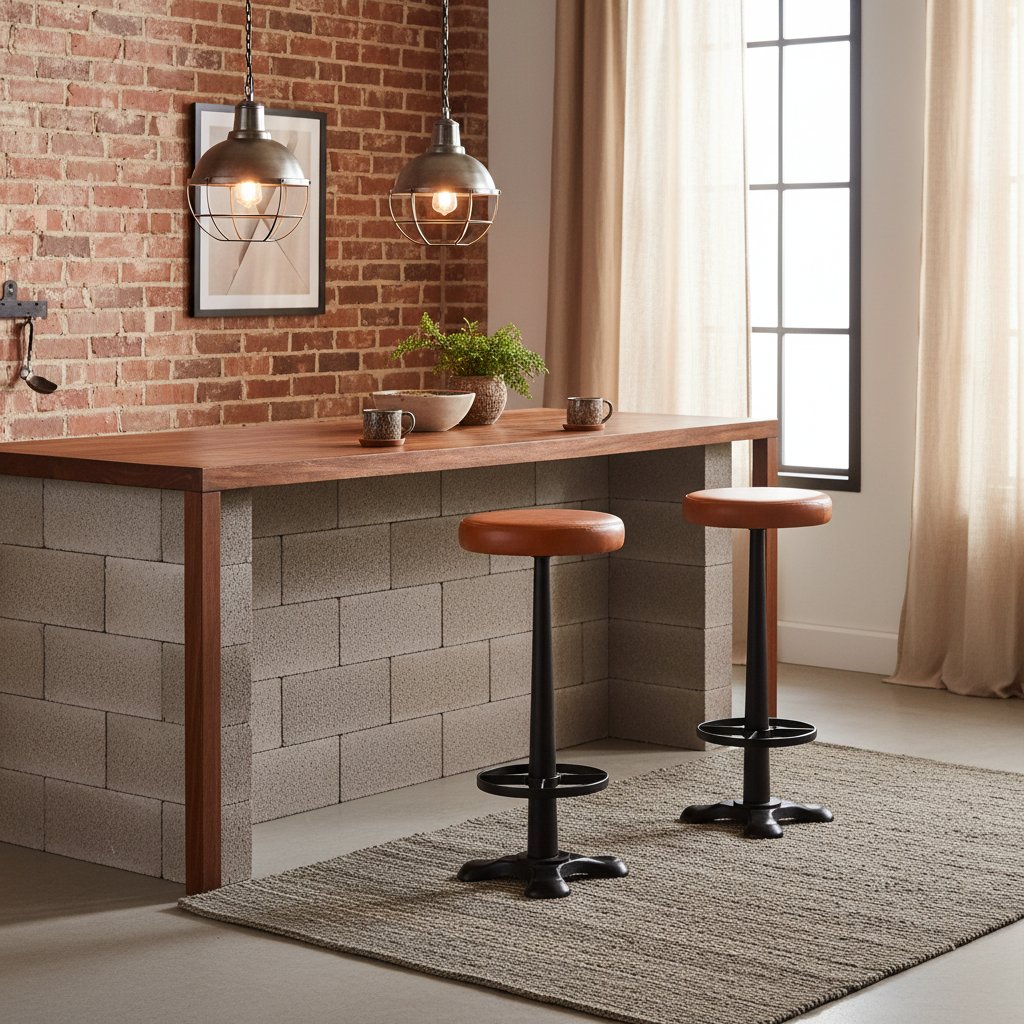 Lot de 2 Tabourets de Bar en Cuir avec 3 Pieds