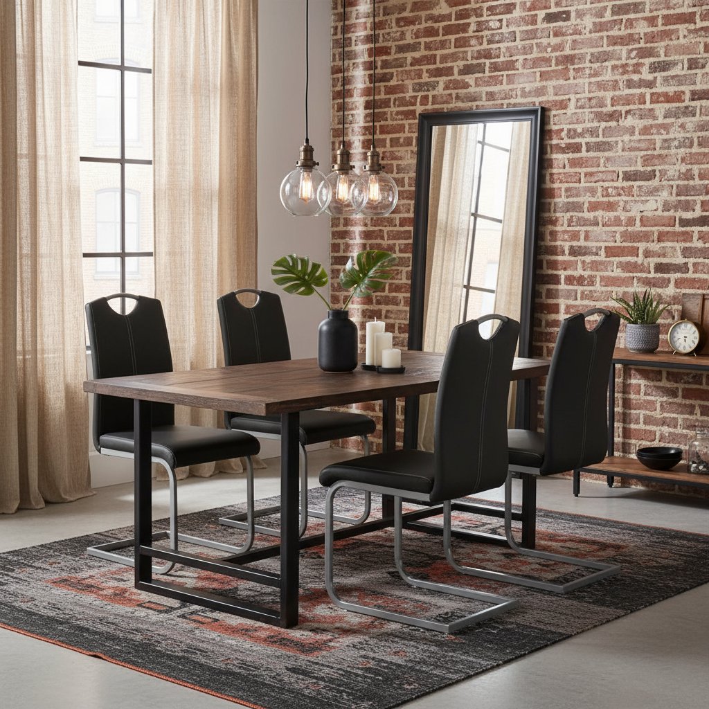 Lot de Chaises Cantilever en Similicuir Noir