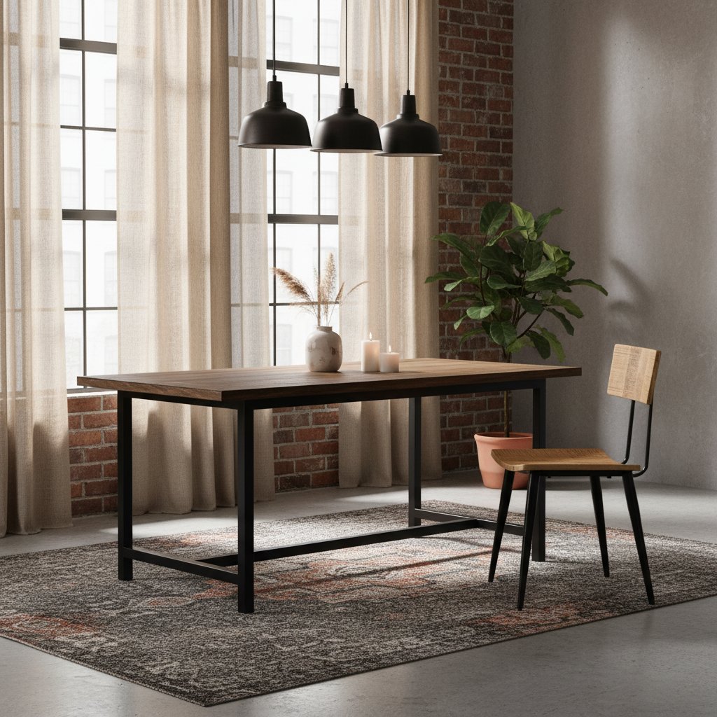 Lot de Chaises Industrielle en Métal et Bois