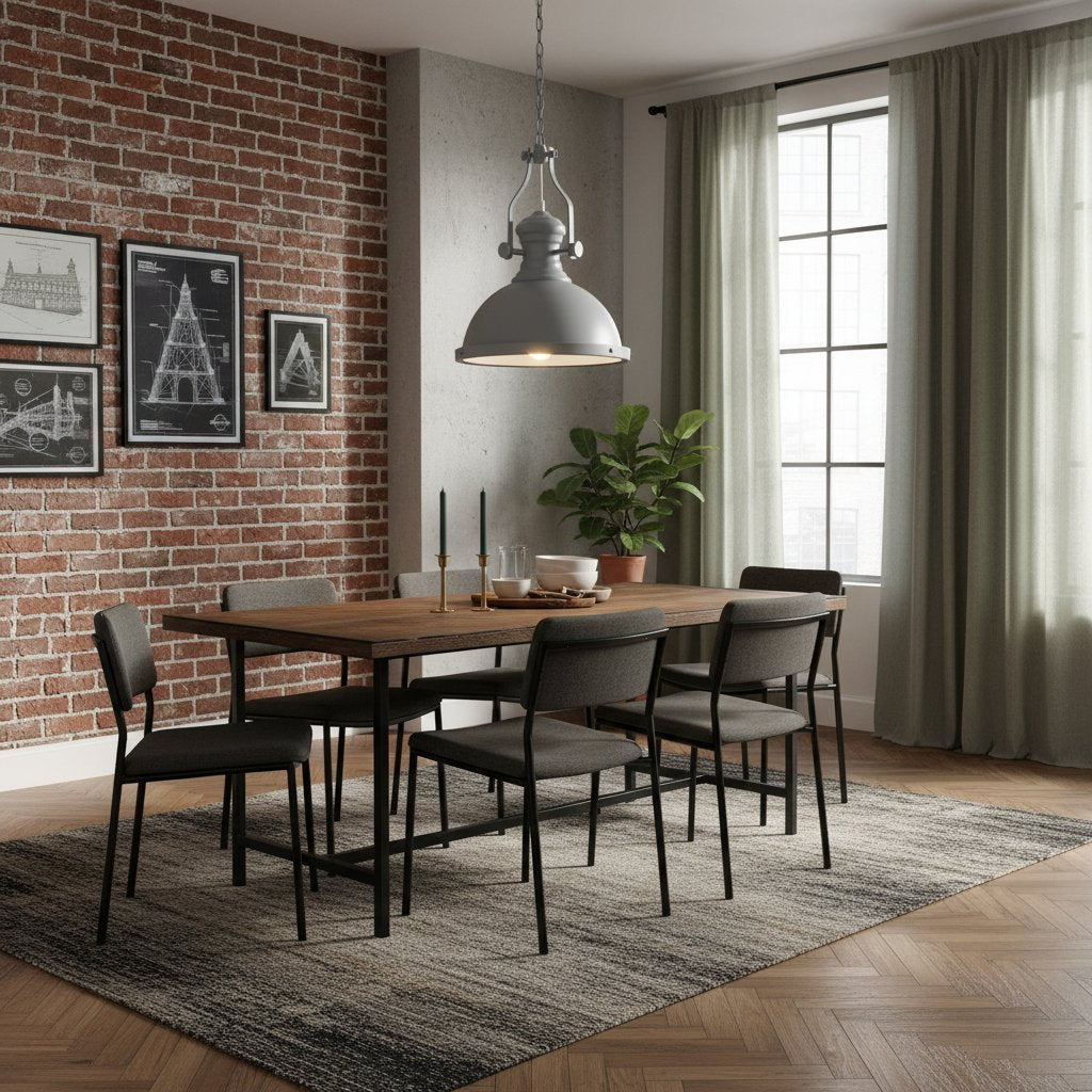 Luminaire Industriel Gris en Acrylique