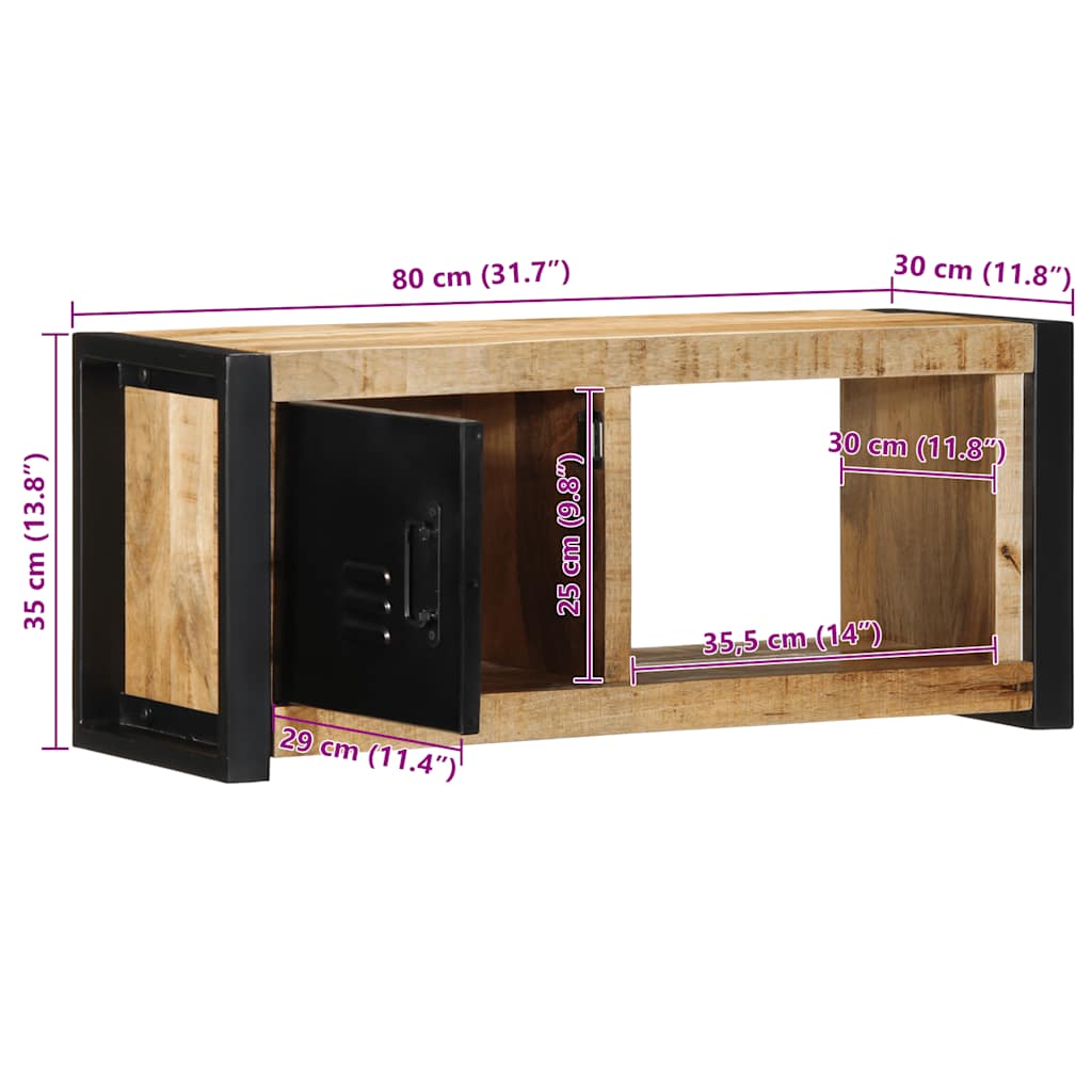 Meuble TV Bas en Bois de Manguier Brut-La-Fabrique-Industrielle