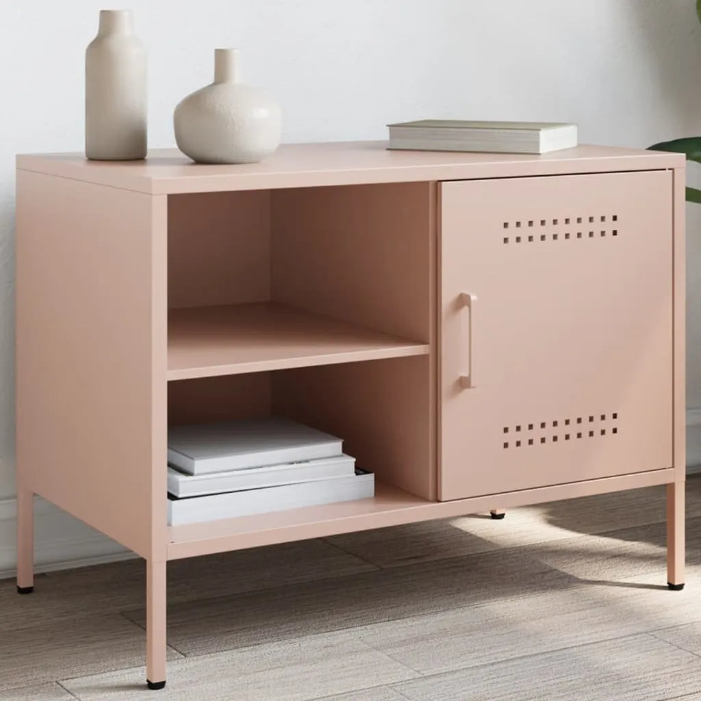 Meuble TV Blanc au Style Industriel-Rose-1-La-Fabrique-Industrielle