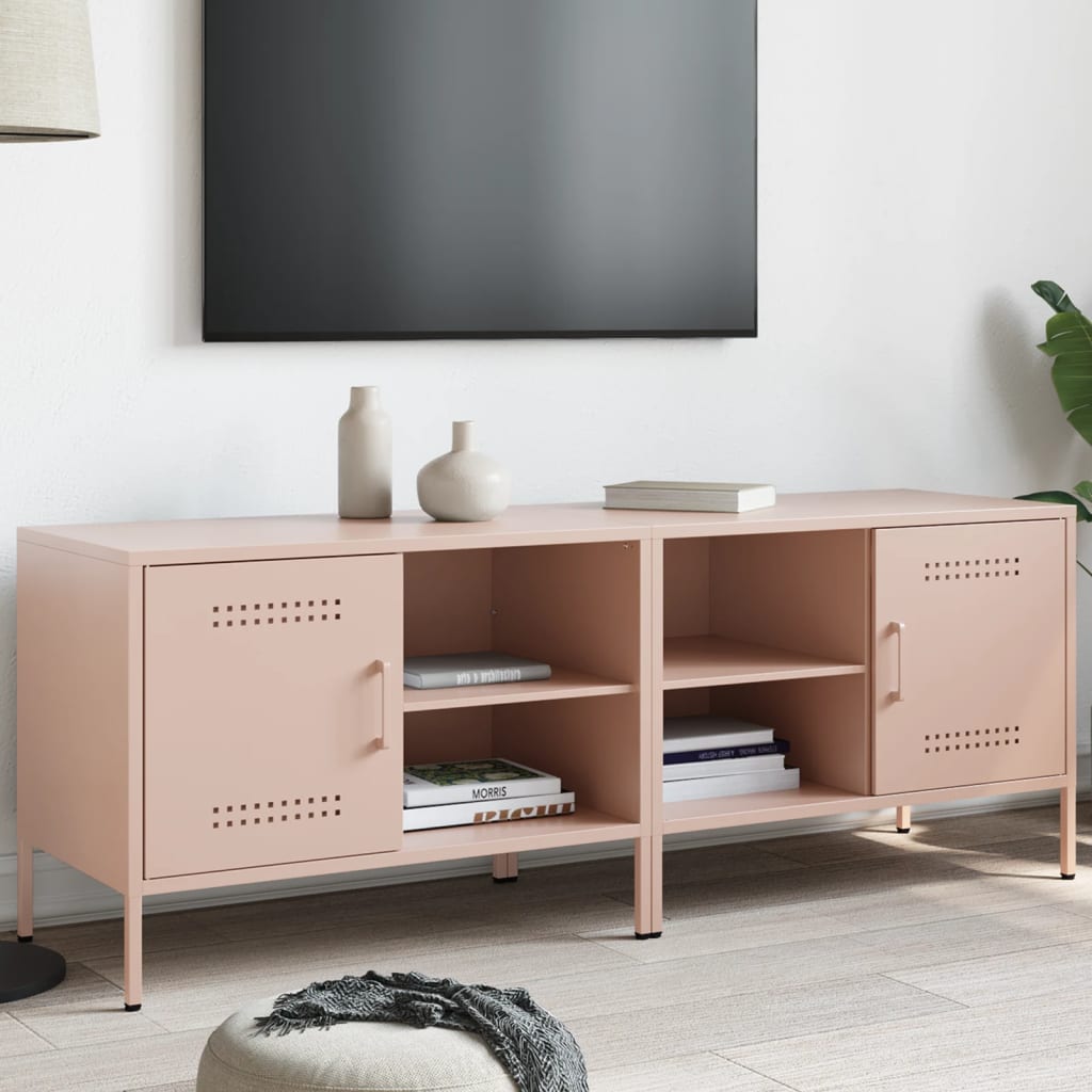 Meuble TV Blanc au Style Industriel-Rose-2-La-Fabrique-Industrielle