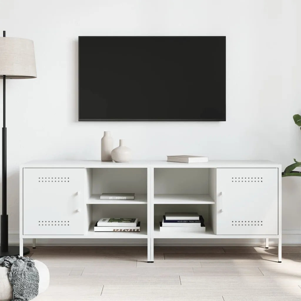 Meuble TV Blanc au Style Industriel-La-Fabrique-Industrielle
