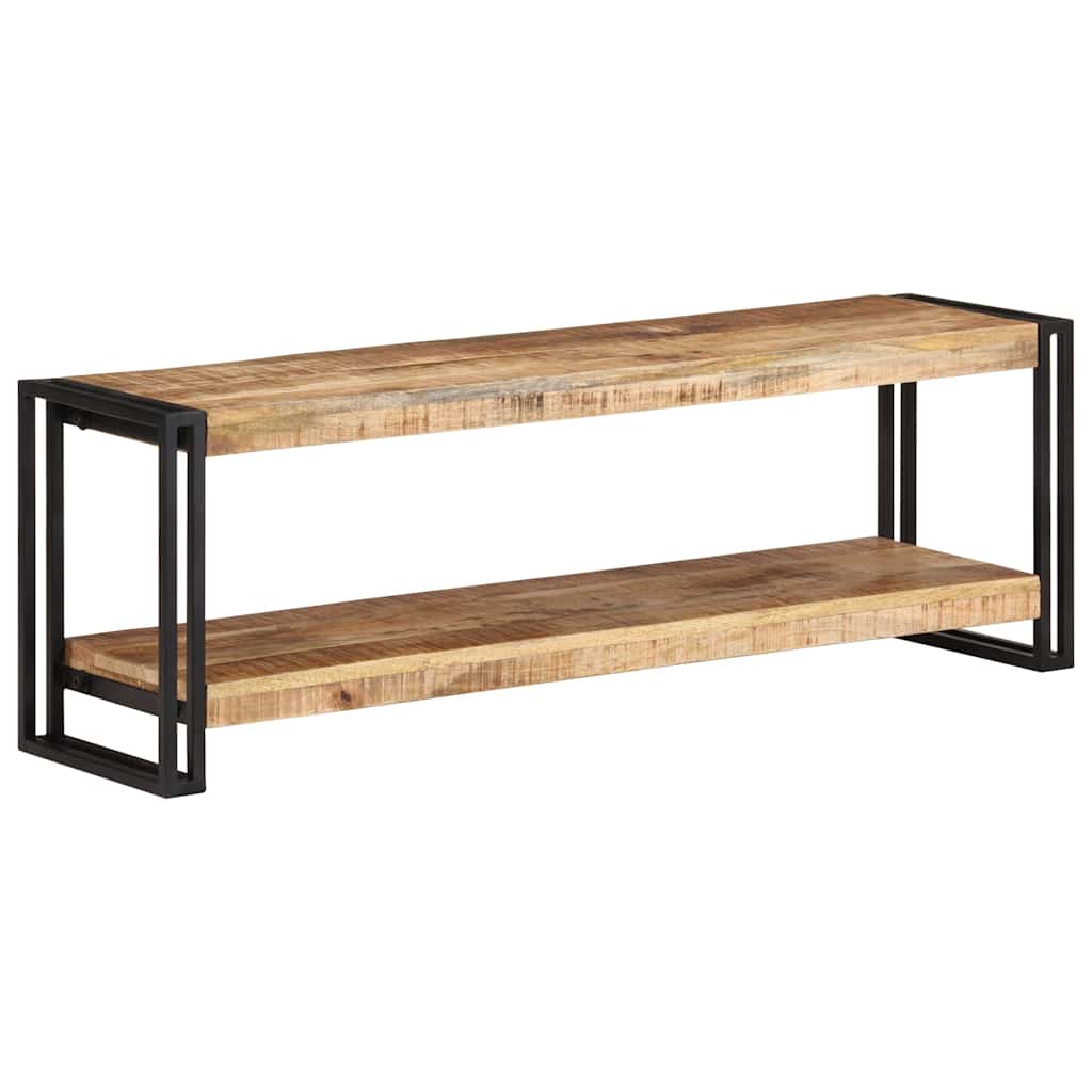 Meuble TV Élégant en Bois de Manguier et Métal Noir-120 cm-bois de manguier brut-1-La-Fabrique-Industrielle