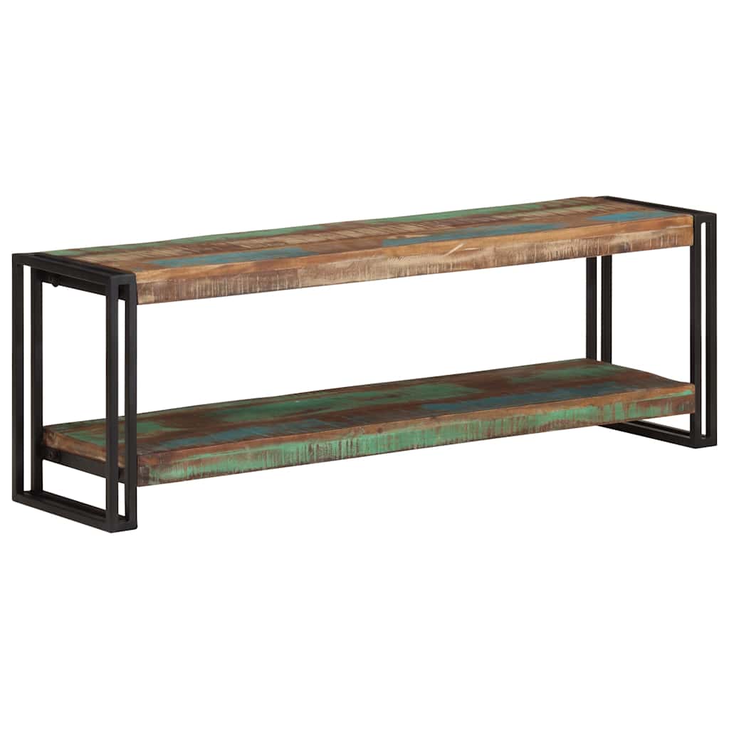Meuble TV Élégant en Bois de Manguier et Métal Noir-120 cm-bois de récupération massif-1-La-Fabrique-Industrielle