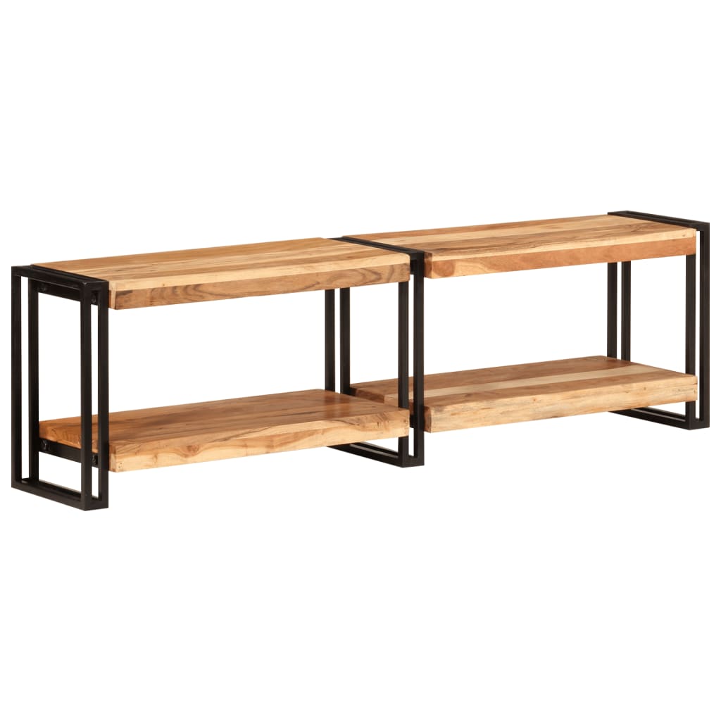 Meuble TV Élégant en Bois de Manguier et Métal Noir-140 cm-Bois d'acacia massif-1-La-Fabrique-Industrielle