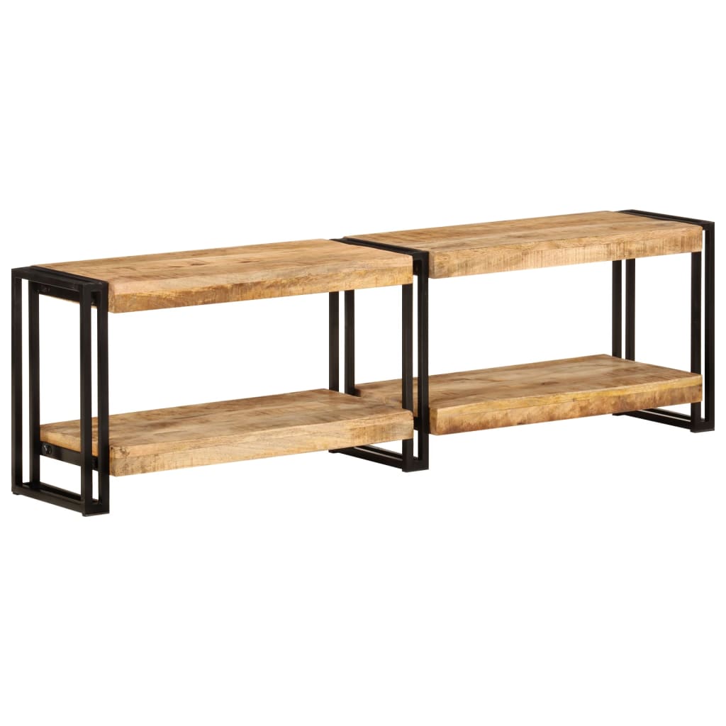 Meuble TV Élégant en Bois de Manguier et Métal Noir-140 cm-bois de manguier massif-1-La-Fabrique-Industrielle