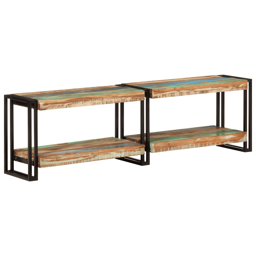 Meuble TV Élégant en Bois de Manguier et Métal Noir-140 cm-bois de récupération massif-1-La-Fabrique-Industrielle