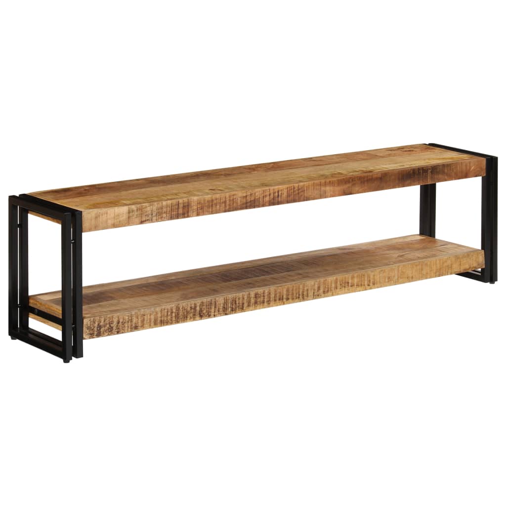Meuble TV Élégant en Bois de Manguier et Métal Noir-150 cm-bois de manguier massif-1-La-Fabrique-Industrielle