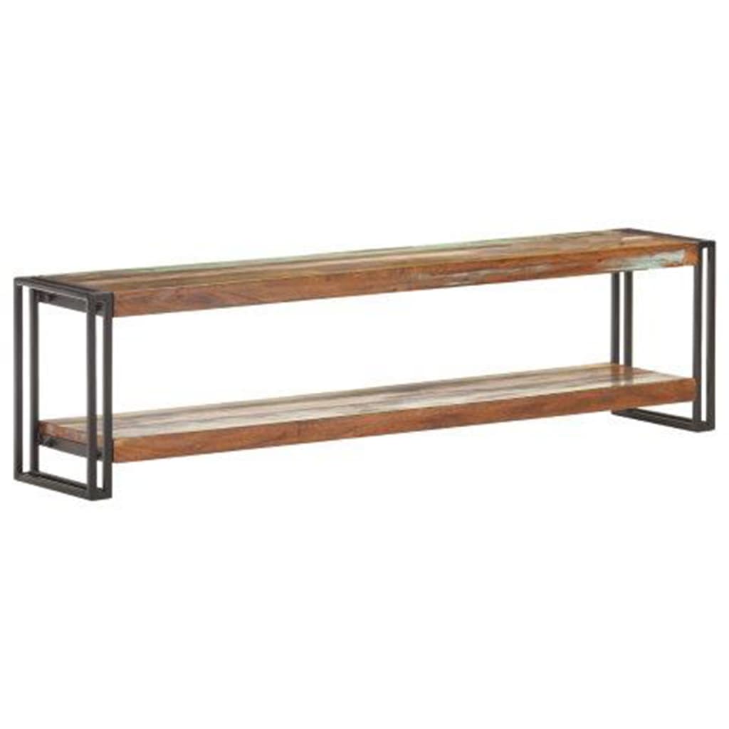 Meuble TV Élégant en Bois de Manguier et Métal Noir-150 cm-bois de récupération massif-1-La-Fabrique-Industrielle