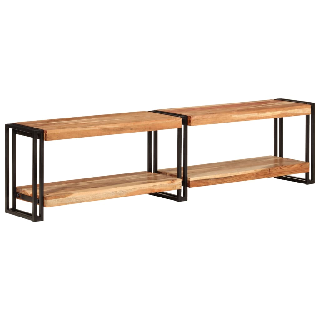 Meuble TV Élégant en Bois de Manguier et Métal Noir-160 cm-Bois d'acacia massif-1-La-Fabrique-Industrielle