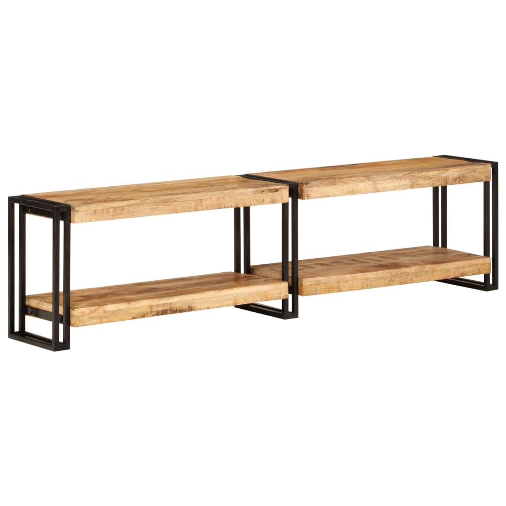 Meuble TV Élégant en Bois de Manguier et Métal Noir-160 cm-bois de manguier massif-1-La-Fabrique-Industrielle