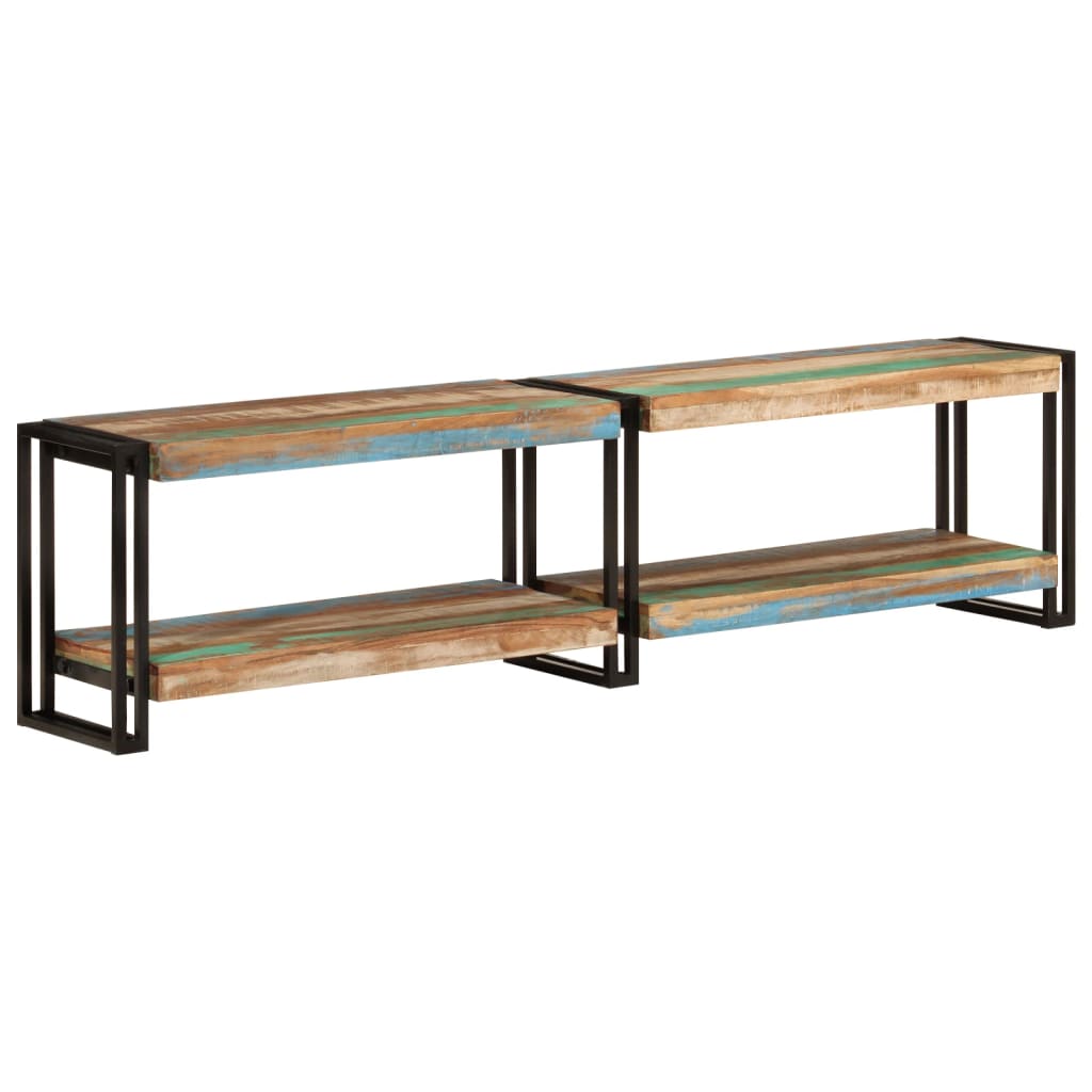 Meuble TV Élégant en Bois de Manguier et Métal Noir-160 cm-bois de récupération massif-1-La-Fabrique-Industrielle
