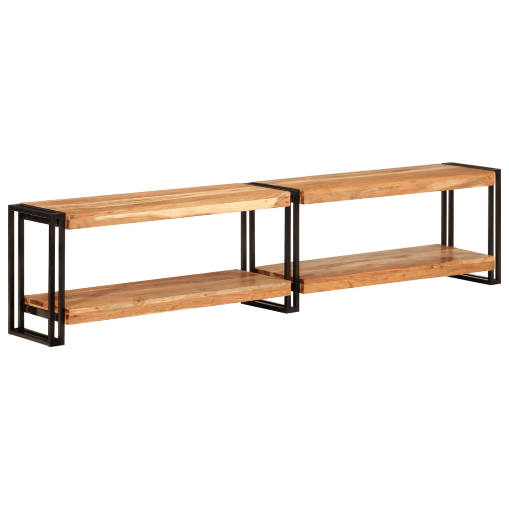 Meuble TV Élégant en Bois de Manguier et Métal Noir-180 cm-Bois d'acacia massif-1-La-Fabrique-Industrielle