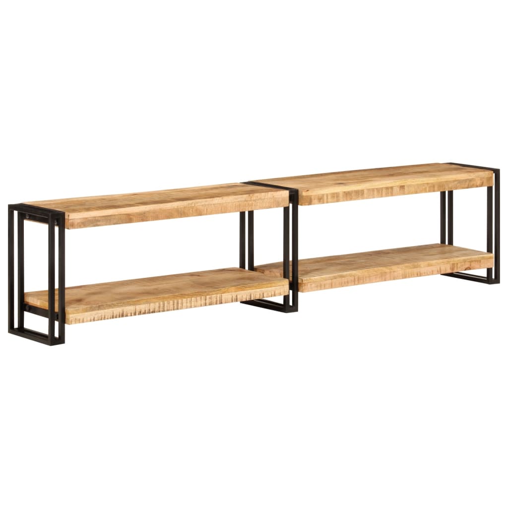 Meuble TV Élégant en Bois de Manguier et Métal Noir-180 cm-bois de manguier massif-1-La-Fabrique-Industrielle