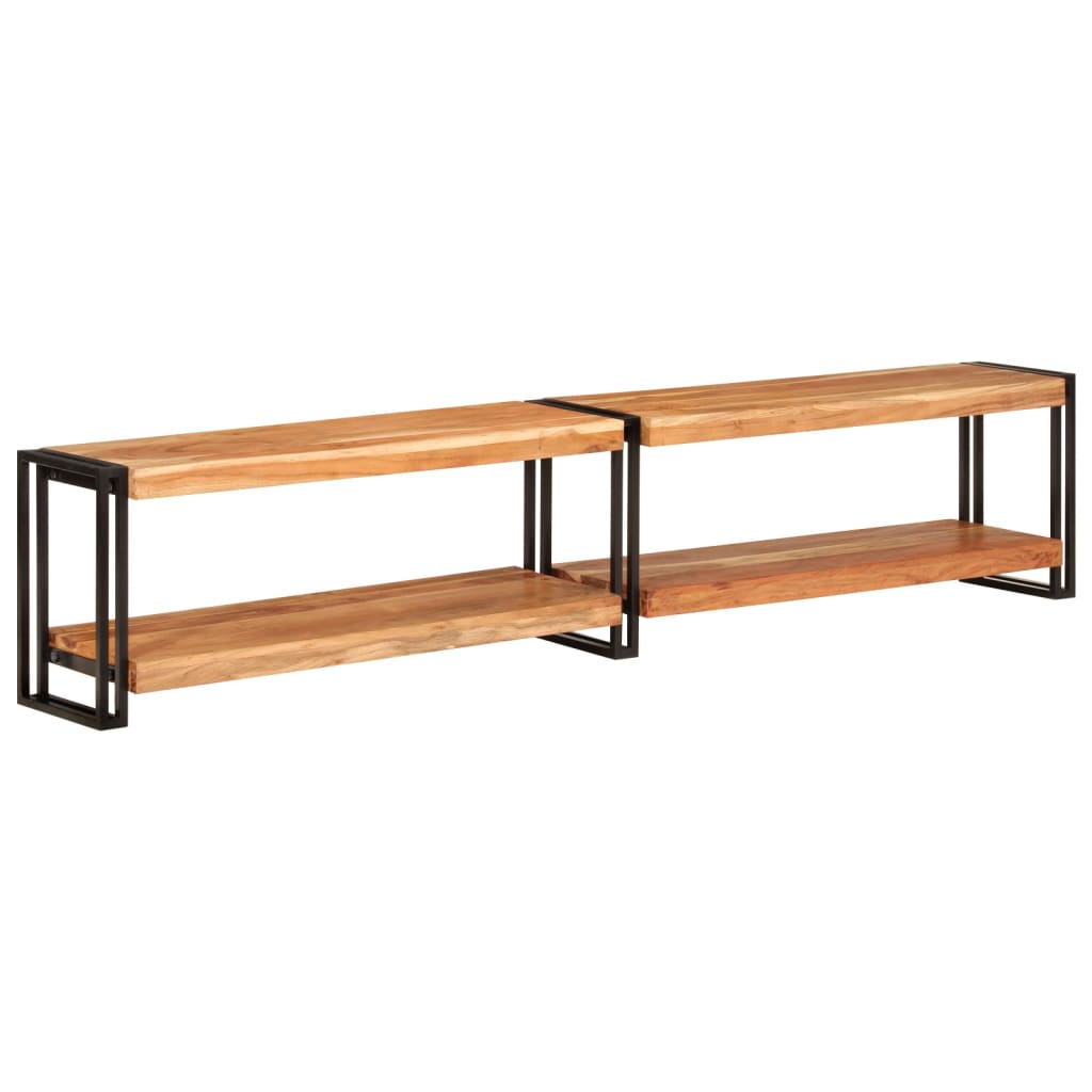 Meuble TV Élégant en Bois de Manguier et Métal Noir-200 cm-Bois d'acacia massif-1-La-Fabrique-Industrielle