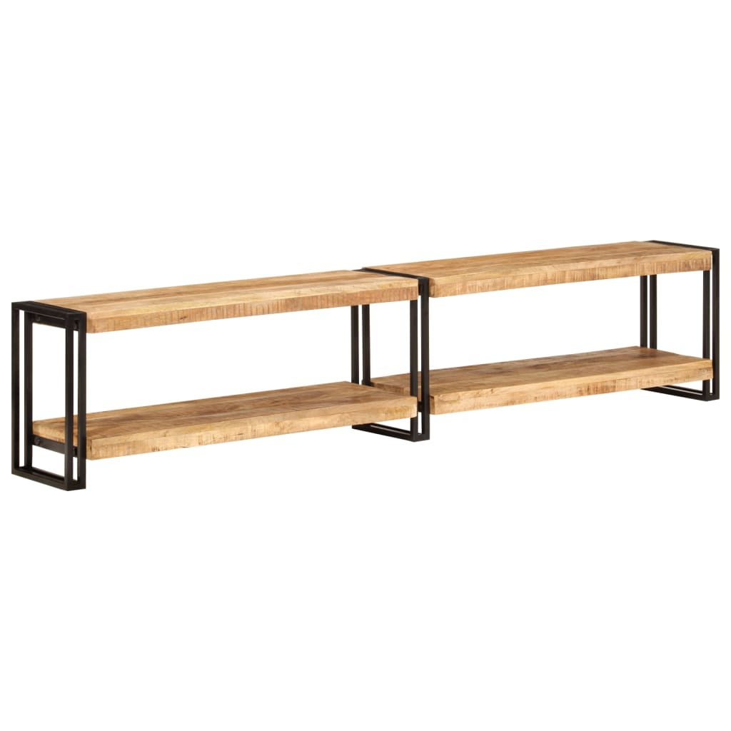 Meuble TV Élégant en Bois de Manguier et Métal Noir-200 cm-bois de manguier massif-1-La-Fabrique-Industrielle