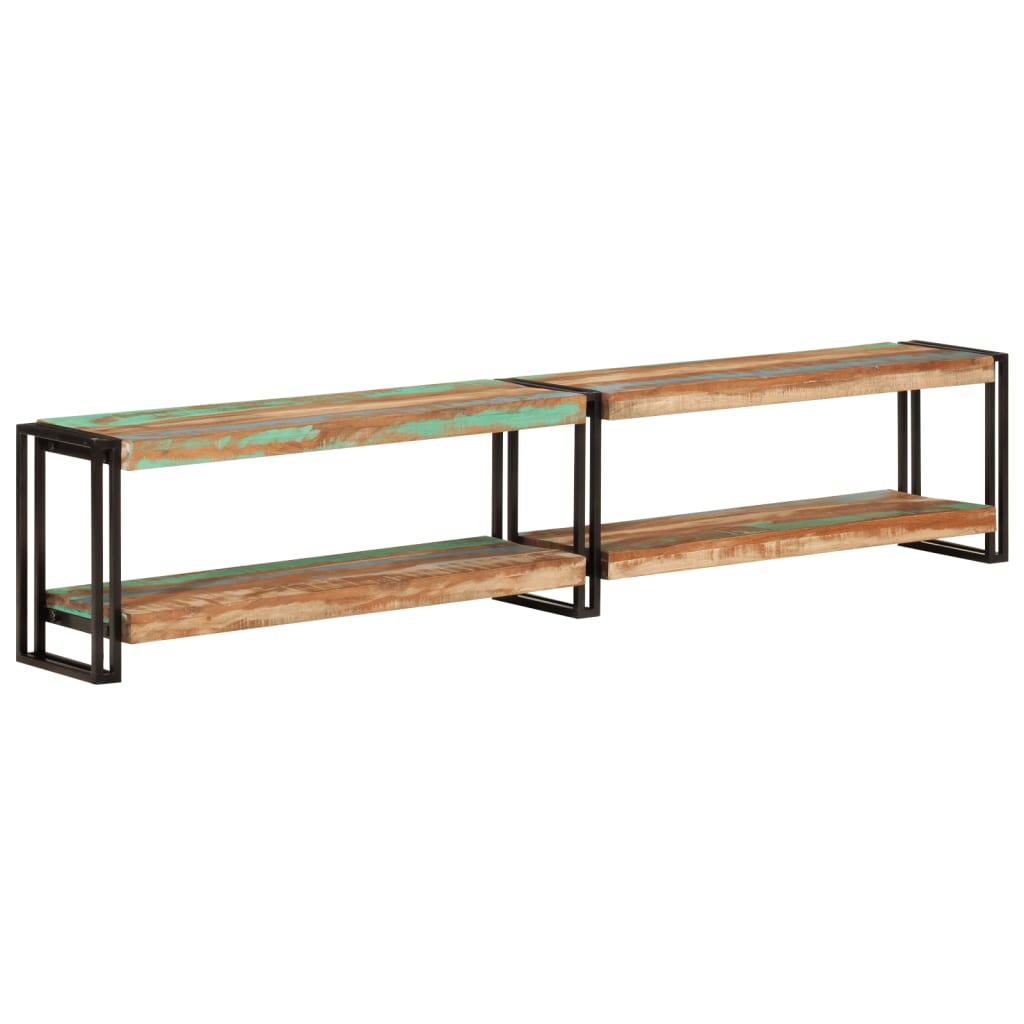 Meuble TV Élégant en Bois de Manguier et Métal Noir-200 cm-bois de récupération massif-1-La-Fabrique-Industrielle