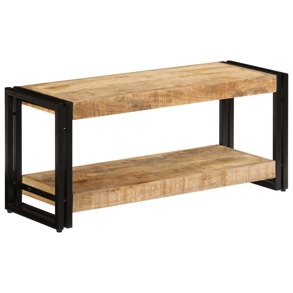 Meuble TV Élégant en Bois de Manguier et Métal Noir-90 cm-bois de manguier massif-1-La-Fabrique-Industrielle