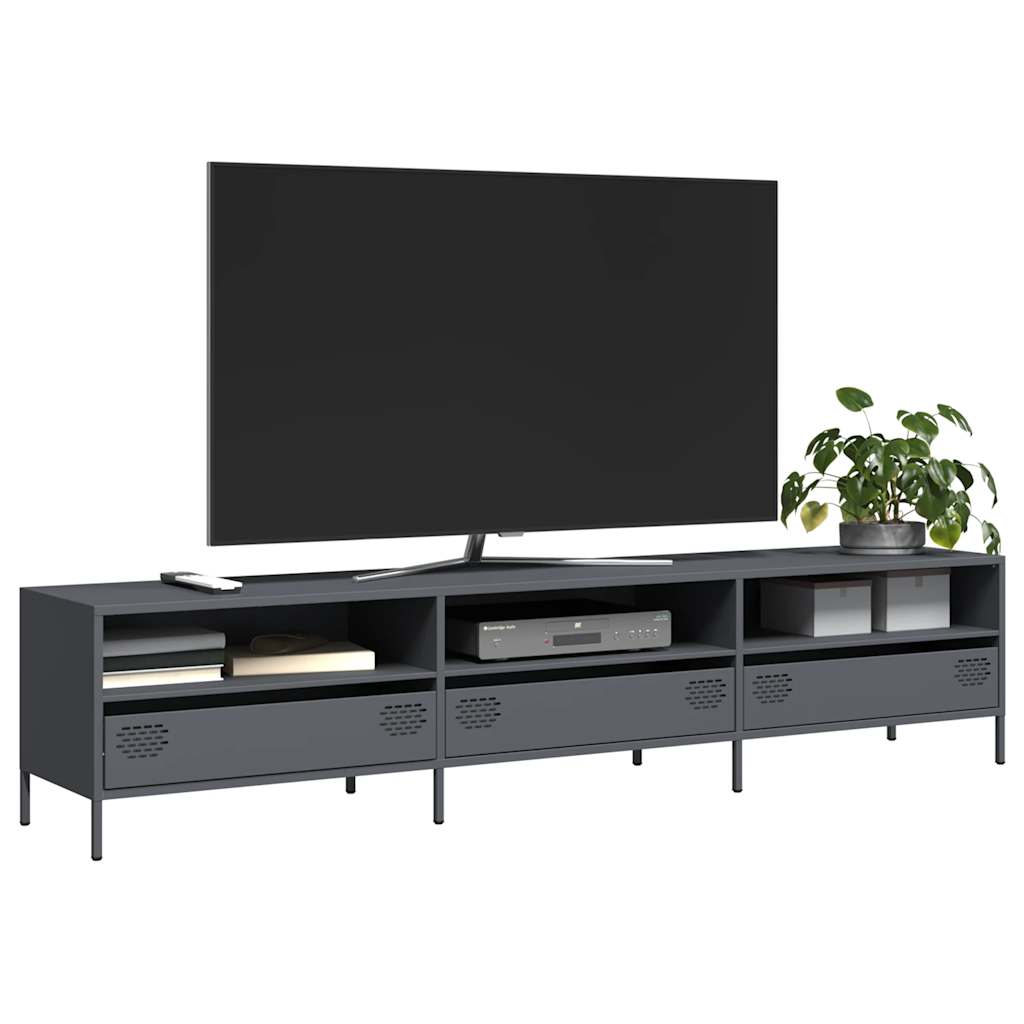 Meuble TV Industriel 140 cm en Acier Laminé à Froid-Anthracite-202 cm-1-La-Fabrique-Industrielle