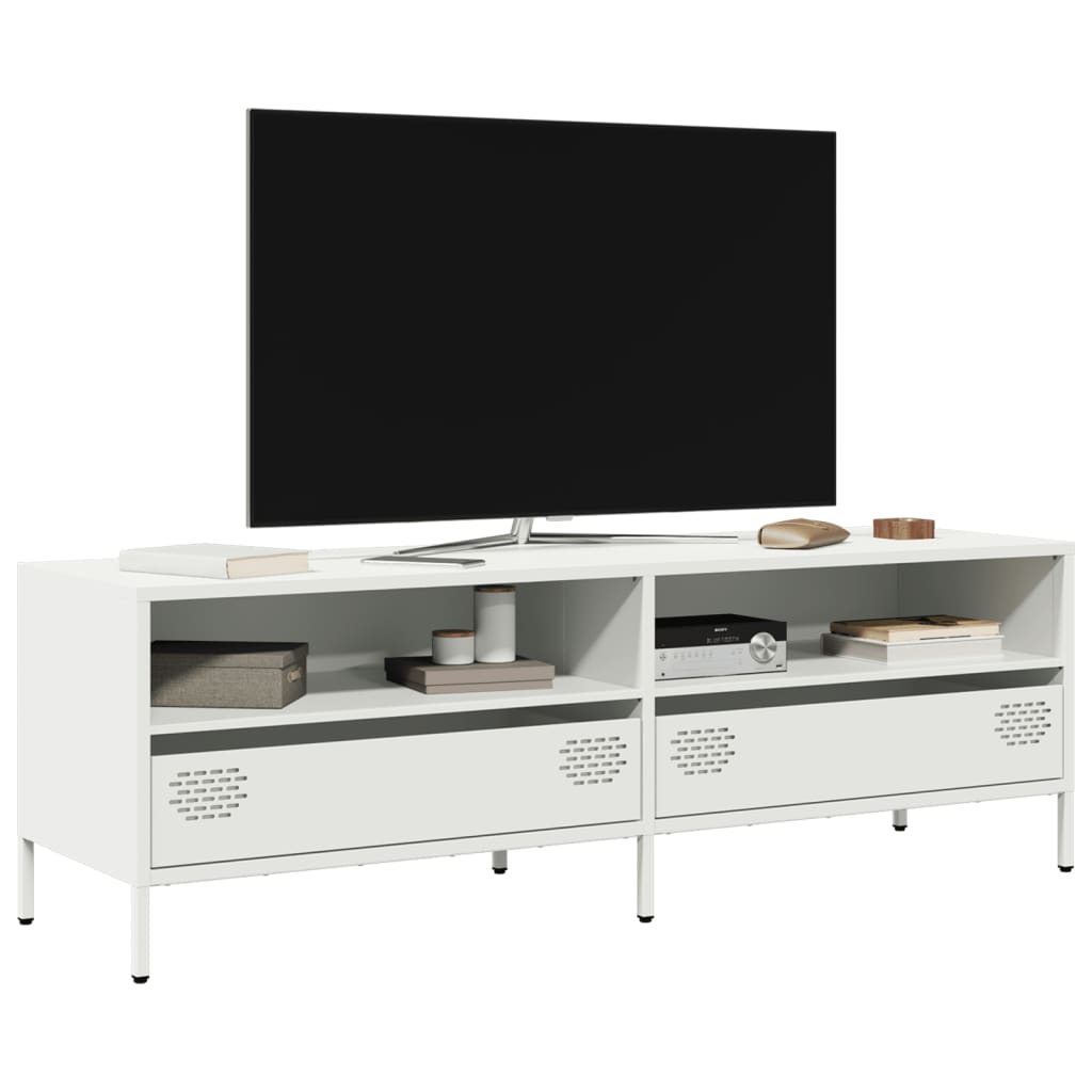 Meuble TV Industriel 140 cm en Acier Laminé à Froid-Blanc-135 cm-1-La-Fabrique-Industrielle