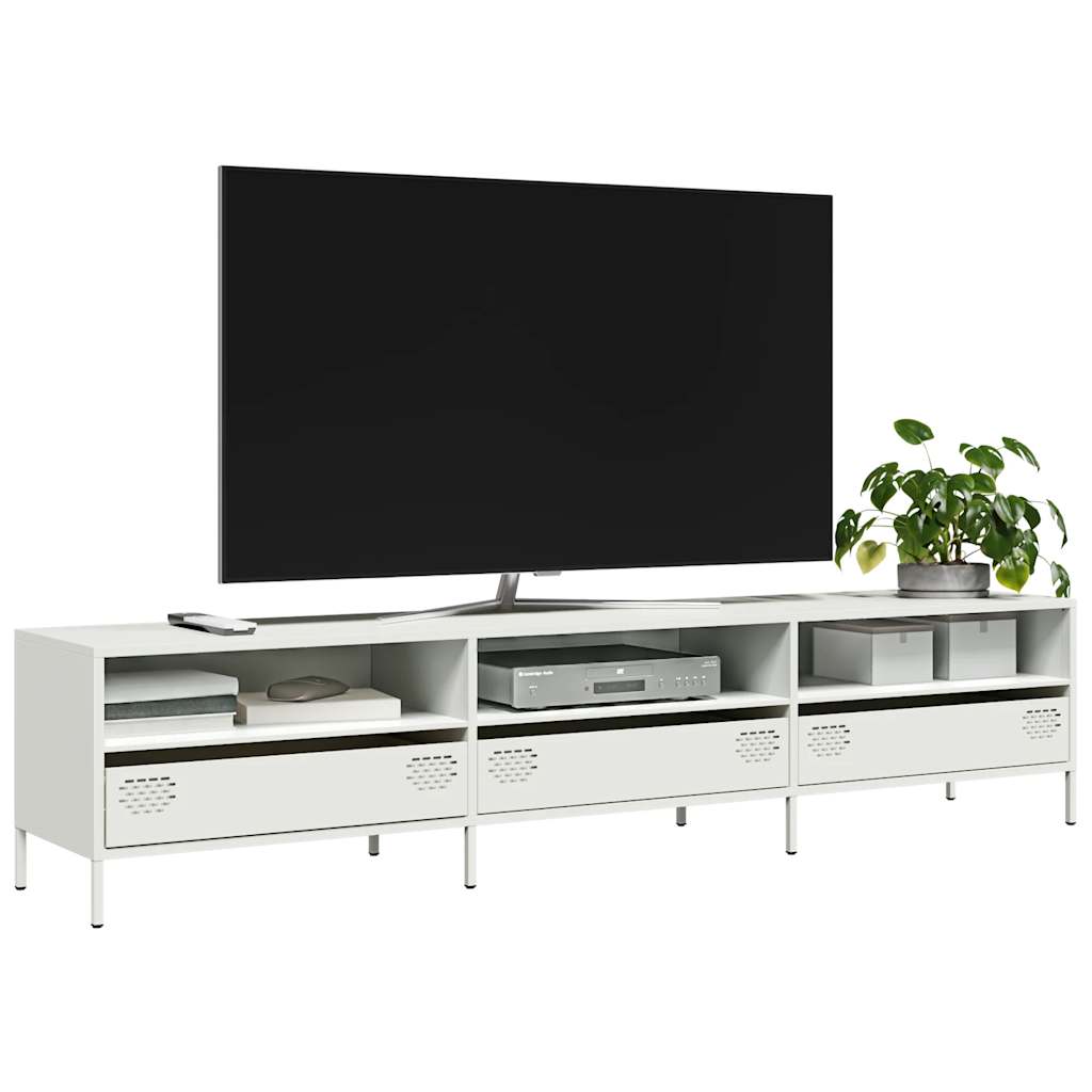 Meuble TV Industriel 140 cm en Acier Laminé à Froid-Blanc-202 cm-1-La-Fabrique-Industrielle