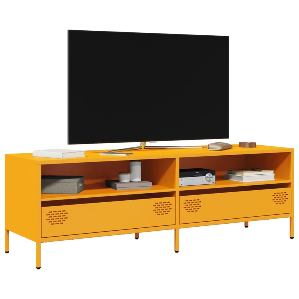 Meuble TV Industriel 140 cm en Acier Laminé à Froid-jaune moutarde-135 cm-1-La-Fabrique-Industrielle
