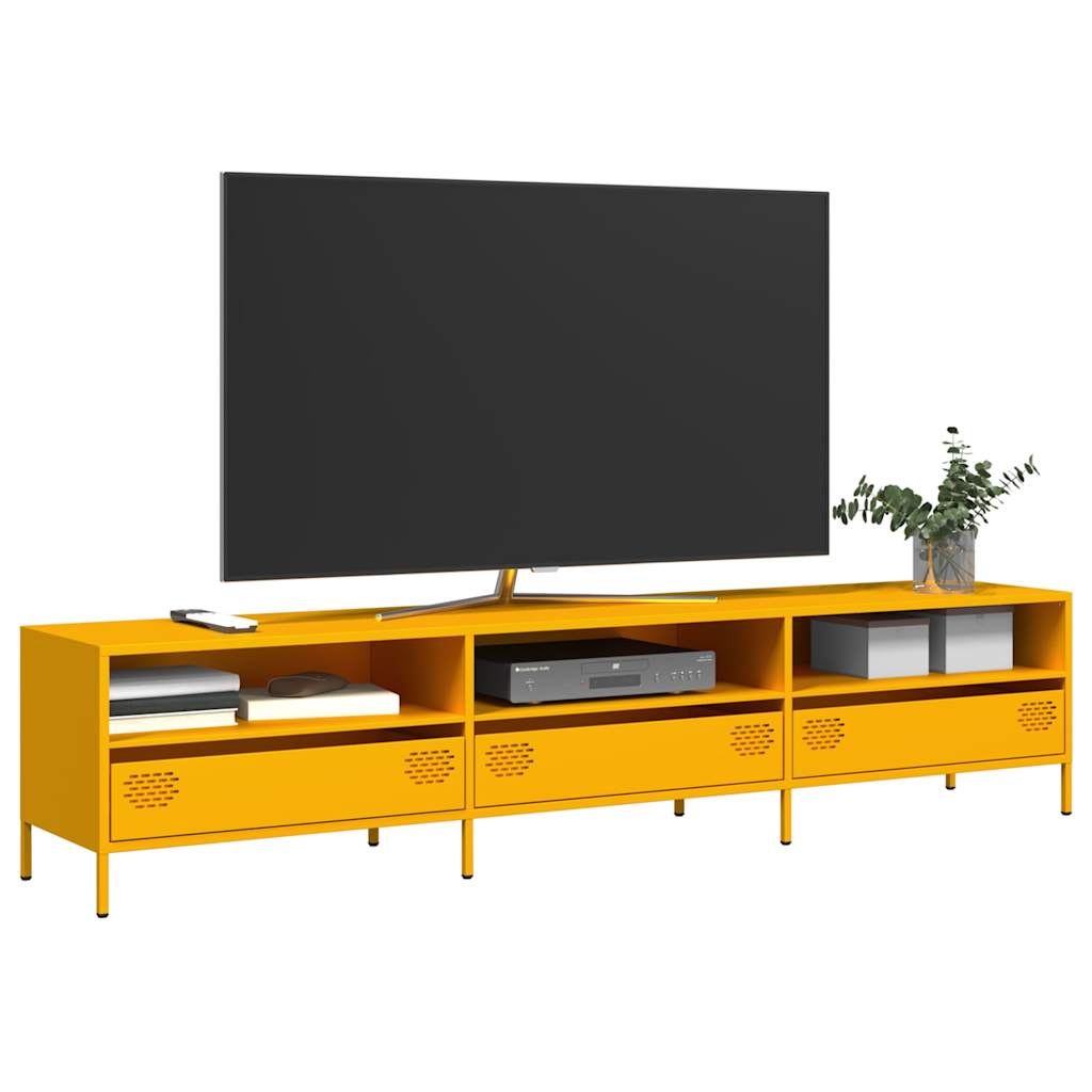 Meuble TV Industriel 140 cm en Acier Laminé à Froid-jaune moutarde-202 cm-1-La-Fabrique-Industrielle