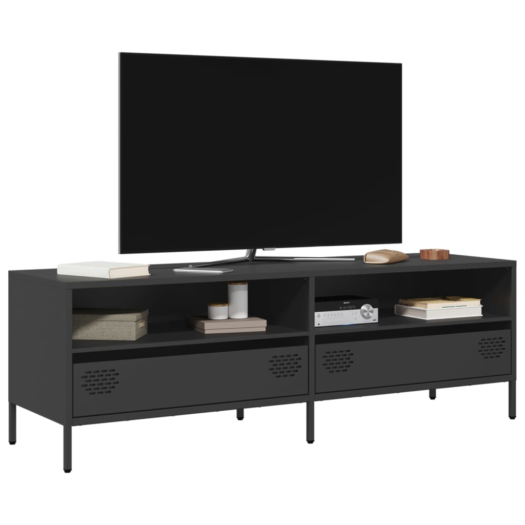 Meuble TV Industriel 140 cm en Acier Laminé à Froid-Noir-135 cm-1-La-Fabrique-Industrielle