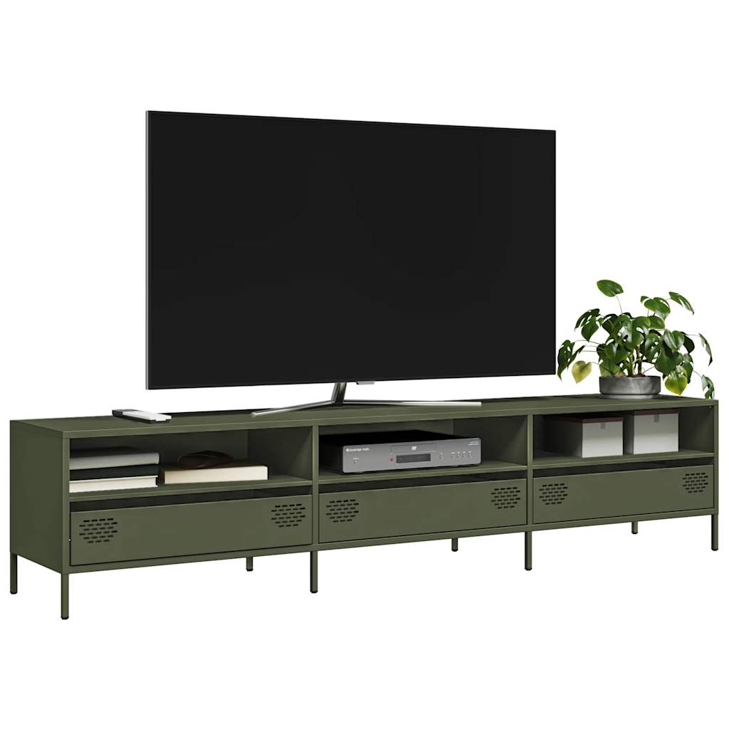 Meuble TV Industriel 140 cm en Acier Laminé à Froid-Vert olive-202 cm-1-La-Fabrique-Industrielle
