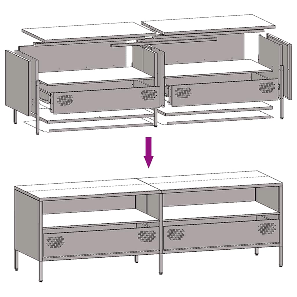 Meuble TV Industriel 140 cm en Acier Laminé à Froid-La-Fabrique-Industrielle