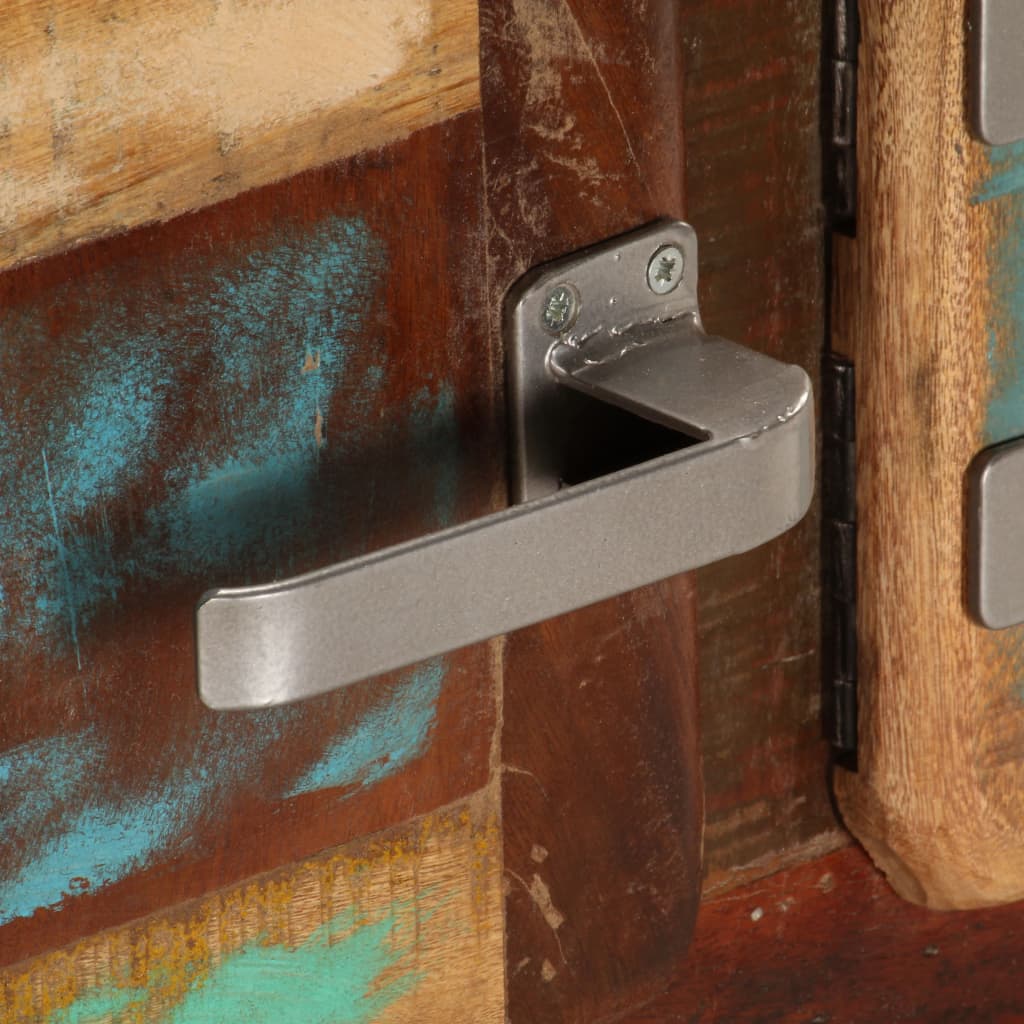 Meuble TV industriel avec roulettes en bois massif-La-Fabrique-Industrielle