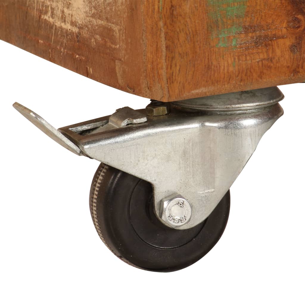 Meuble TV industriel avec roulettes en bois massif-La-Fabrique-Industrielle