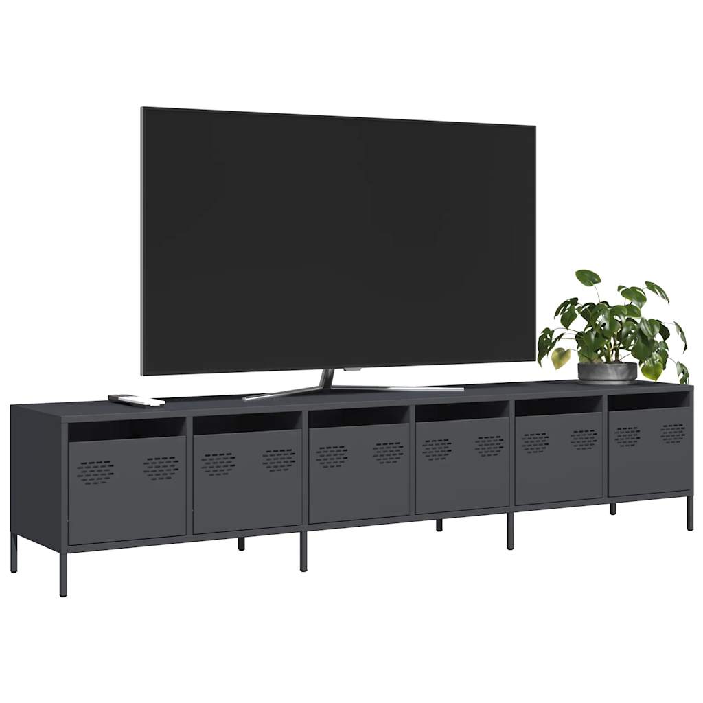 Meuble TV Industriel en Acier Anthracite-Anthracite-202 cm-1-La-Fabrique-Industrielle
