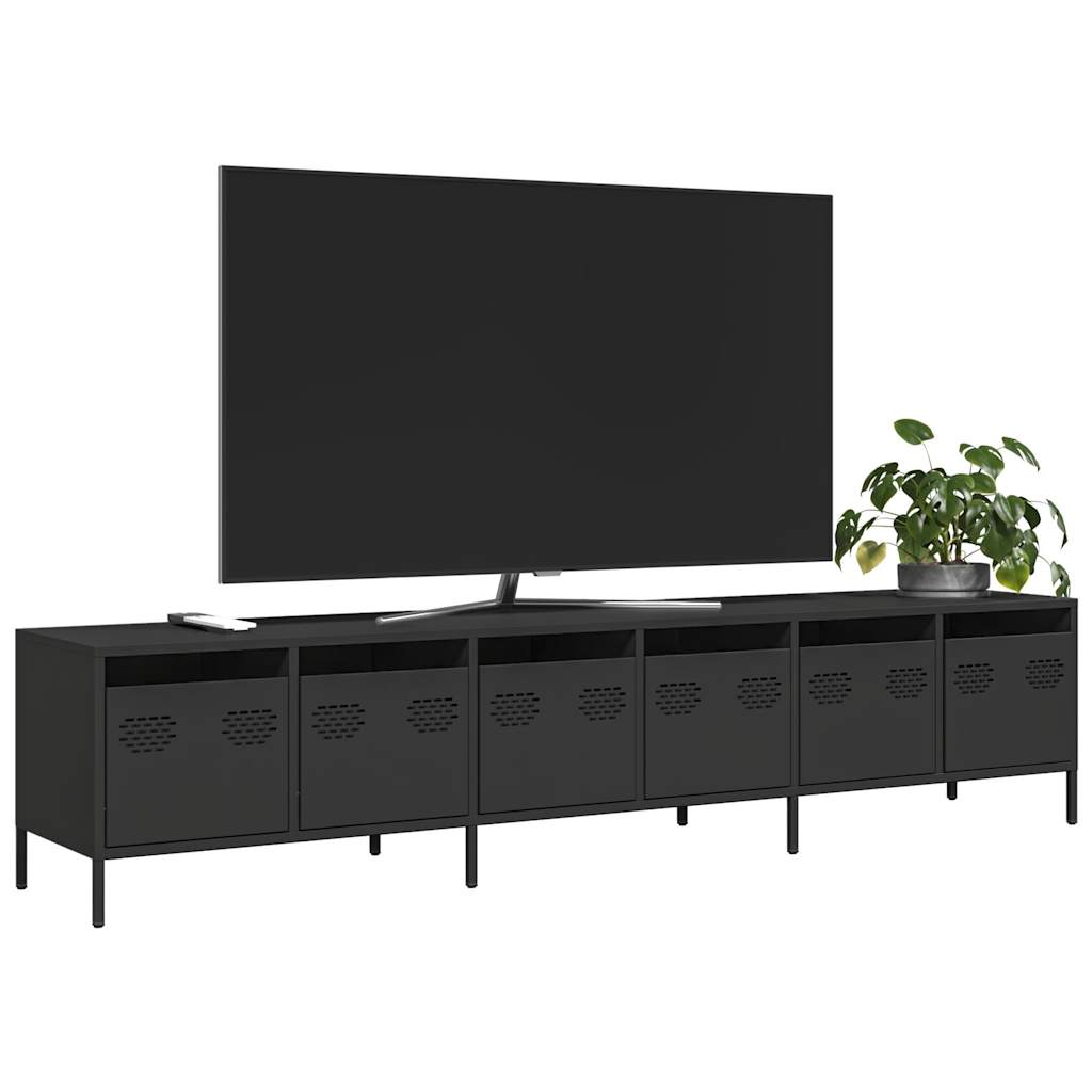 Meuble TV Industriel en Acier Anthracite-Noir-202 cm-1-La-Fabrique-Industrielle