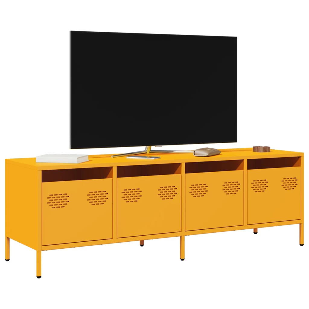 Meuble TV Industriel en Acier Anthracite-jaune moutarde-135 cm-1-La-Fabrique-Industrielle