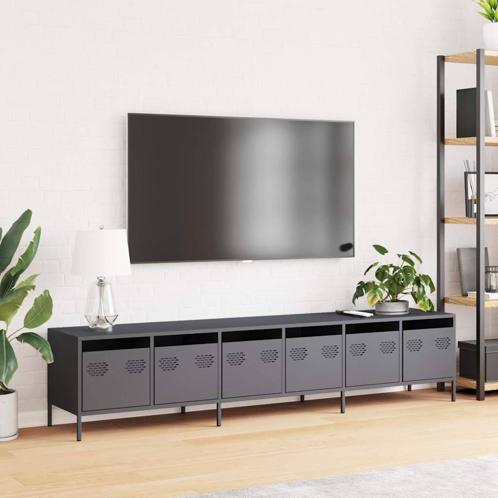 Meuble TV Industriel en Acier Anthracite-La-Fabrique-Industrielle