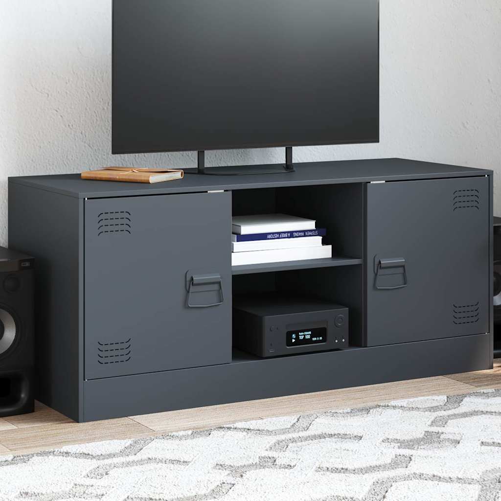 Meuble TV Industriel en Acier Olive-Anthracite-1-La-Fabrique-Industrielle