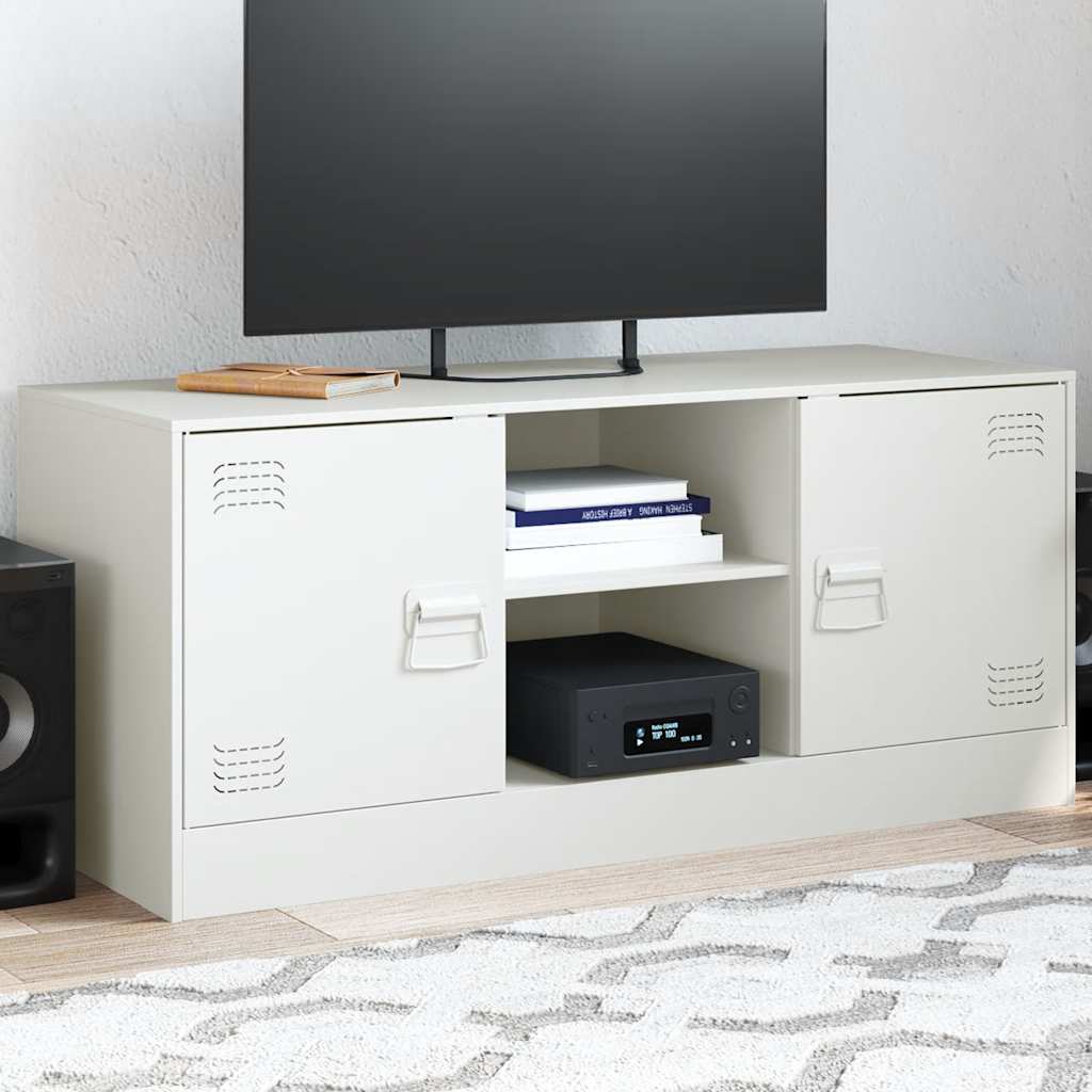 Meuble TV Industriel en Acier Olive-Blanc-1-La-Fabrique-Industrielle