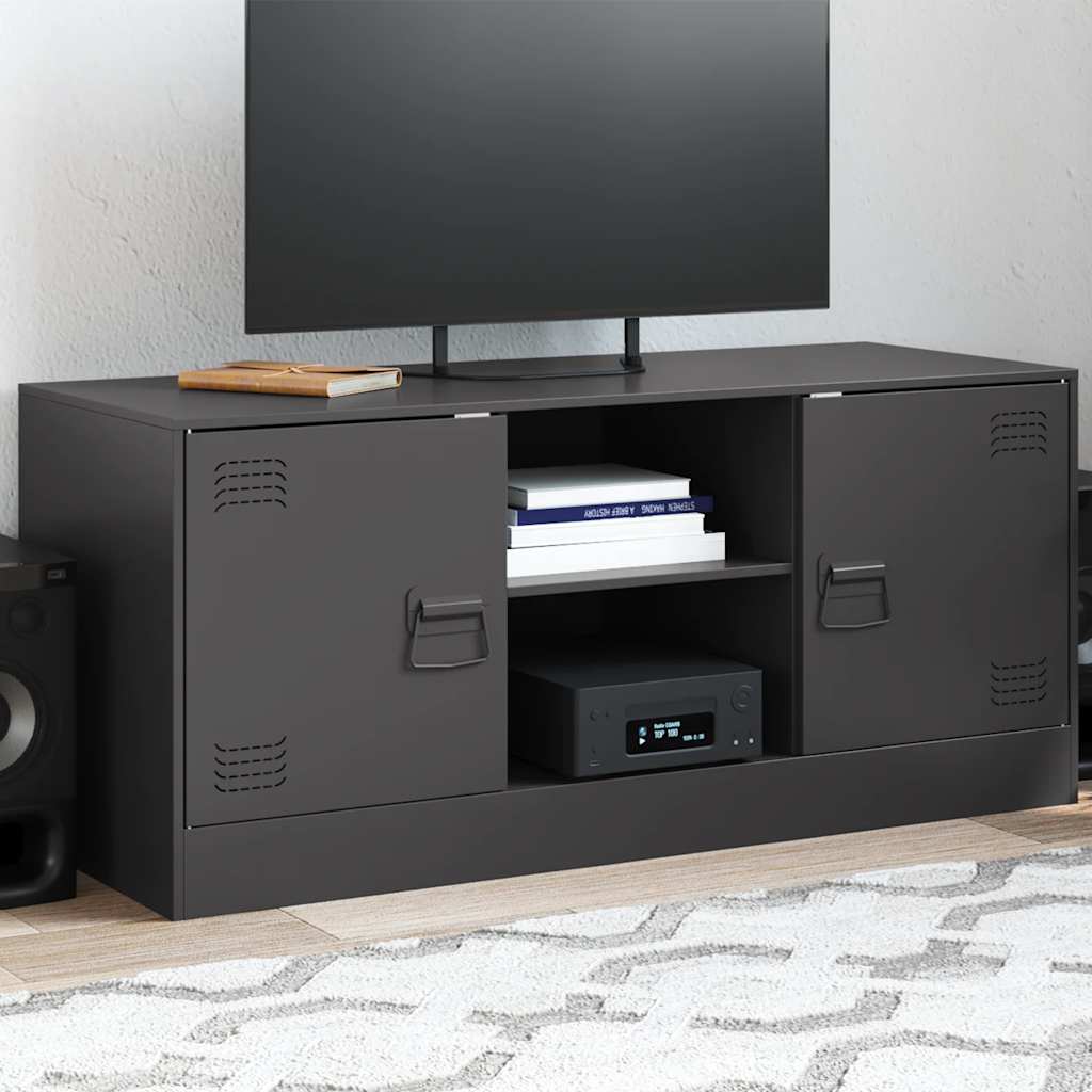 Meuble TV Industriel en Acier Olive-Noir-1-La-Fabrique-Industrielle