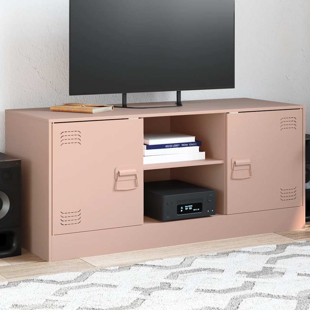 Meuble TV Industriel en Acier Olive-Rose-1-La-Fabrique-Industrielle