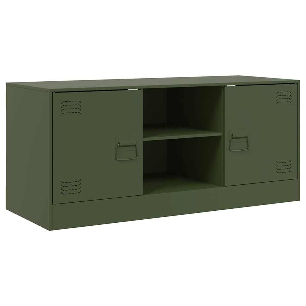 Meuble TV Industriel en Acier Olive-La-Fabrique-Industrielle