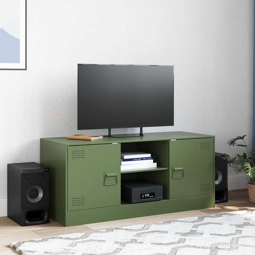 Meuble TV Industriel en Acier Olive-La-Fabrique-Industrielle